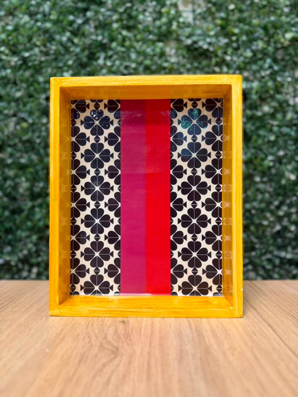Handcrafted 8" x 10" Vibrant Geometric Abstract Wooden Serving Tray – Colorful Tabletop Accent