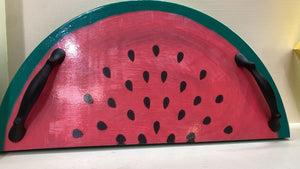 Handcrafted Semicircle Watermelon Slice Wooden Serving Tray