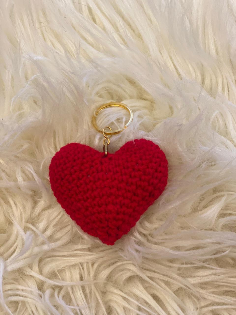 Crochet Heart Key Chain