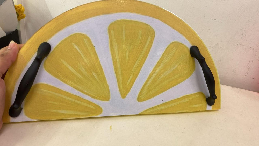 Handcrafted Semicircle Lemon Slice Wooden Serving Tray