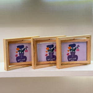 Natural wooden photo frames with glass front for home and tabletop decor