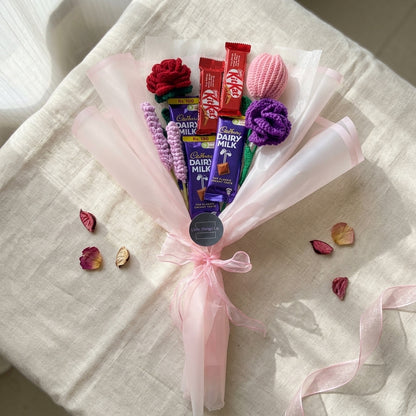 Chocolate Premium Crochet Bouquet — Hero. Styling props are not included. NovoBiz 3a08d31c-c5f2-40d1-b86f-f03f54c98d9c