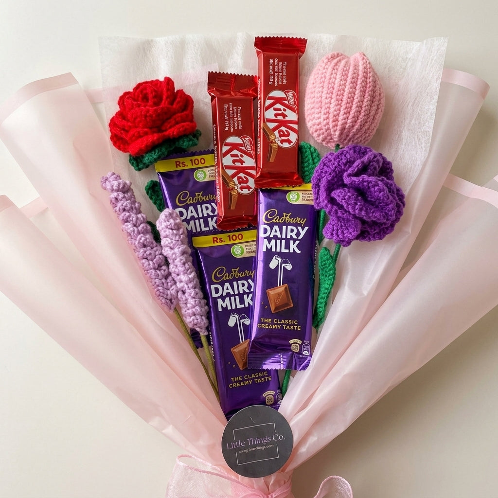 Chocolate Premium Crochet Bouquet — Detail. NovoBiz eb914a78-d341-4057-9d8f-934d63f263ec
