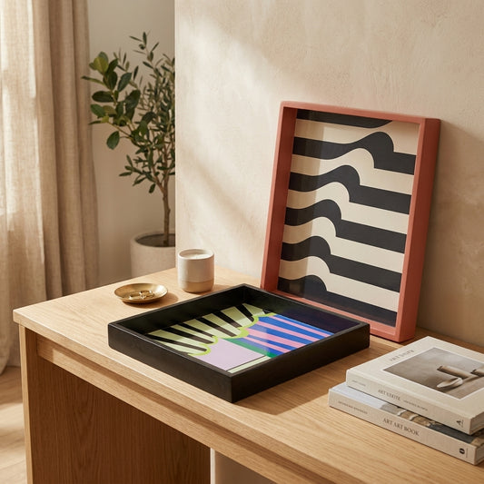 Custom Wooden Tray 10 by 12 — Style Scene. Styling props are not included. NovoBiz 9e9b52b0-f643-4fce-9320-988be3e67ebd