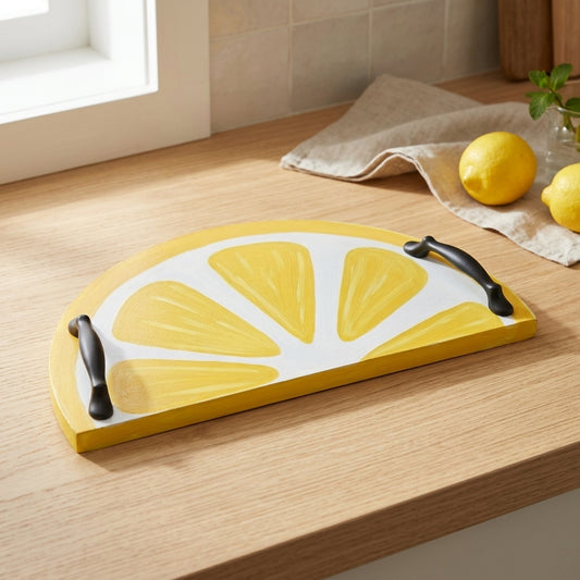 Semi Circle Tray - Lemon — Hero. Styling props are not included. NovoBiz c2c48eed-11d4-454c-bd24-9fd46e447f13
