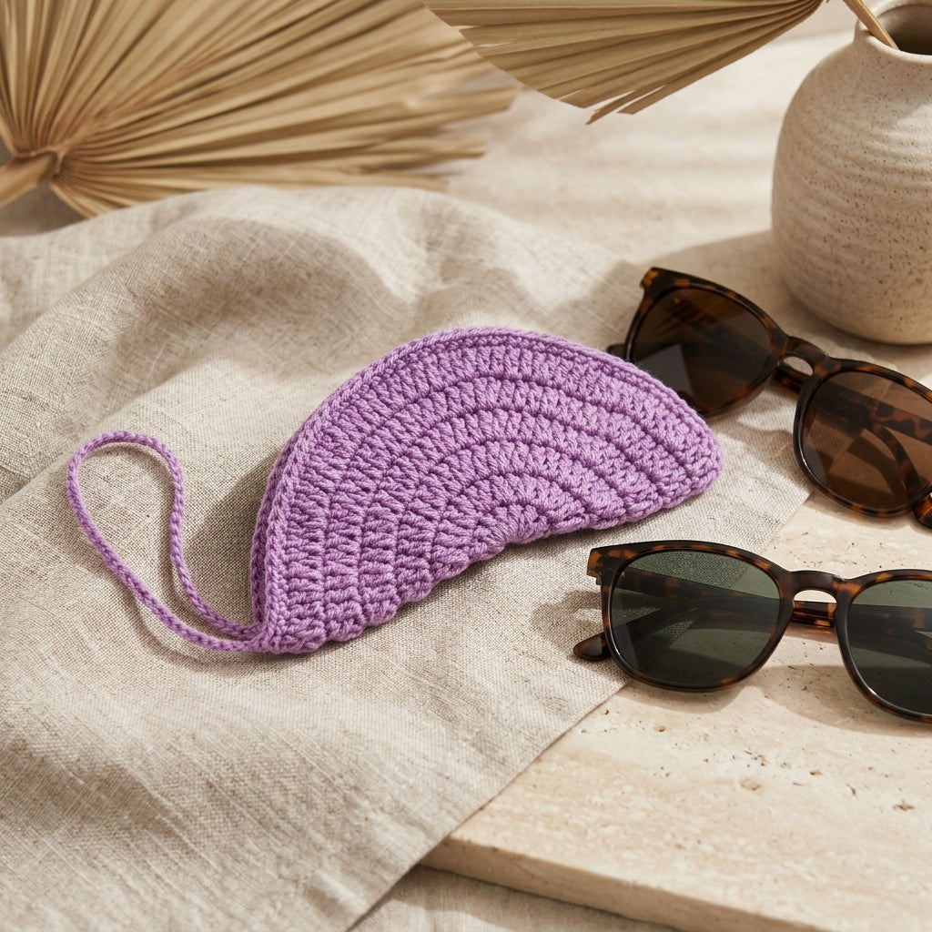 Crochet Sunglasses Cover — Hero. Styling props are not included. NovoBiz 698448fe-5171-481b-9a5f-575e90ad9310