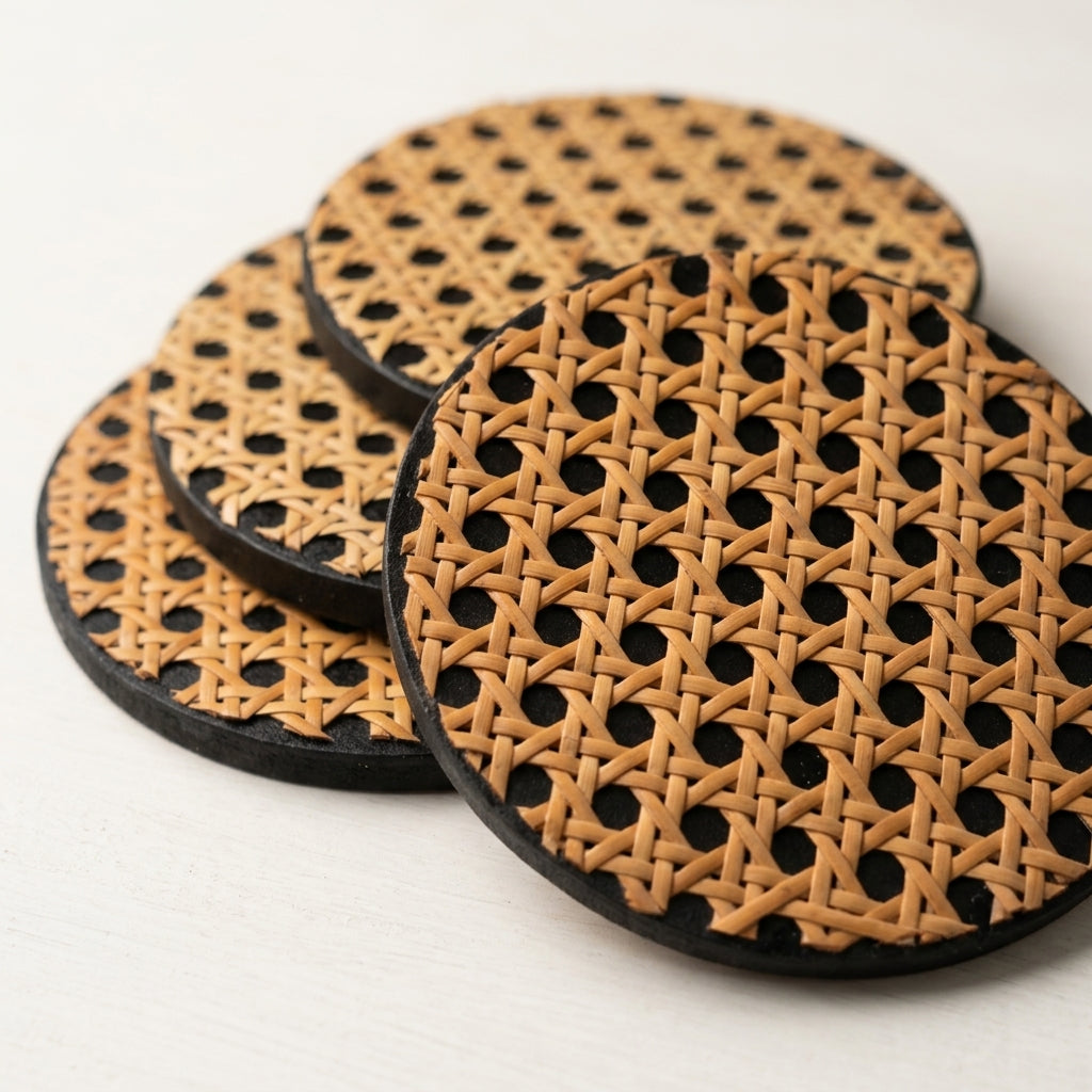 Rattan Coasters Set Of 4 — Detail. NovoBiz 1119b306-2eb5-4a1a-a069-b5d46185d4c3