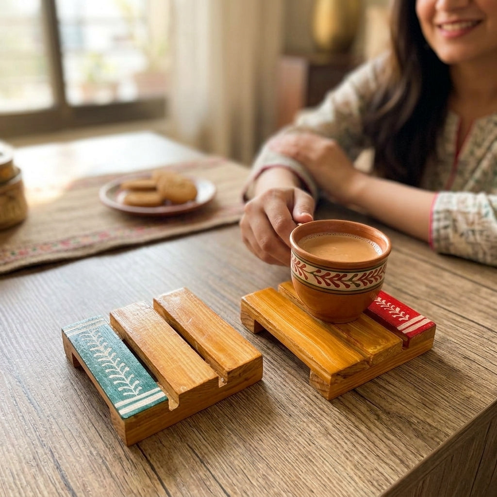 Ethnic Coasters Set Of 2 — Lifestyle. Styling props are not included. NovoBiz 4a84277d-7507-4300-bf8a-99777b3182af