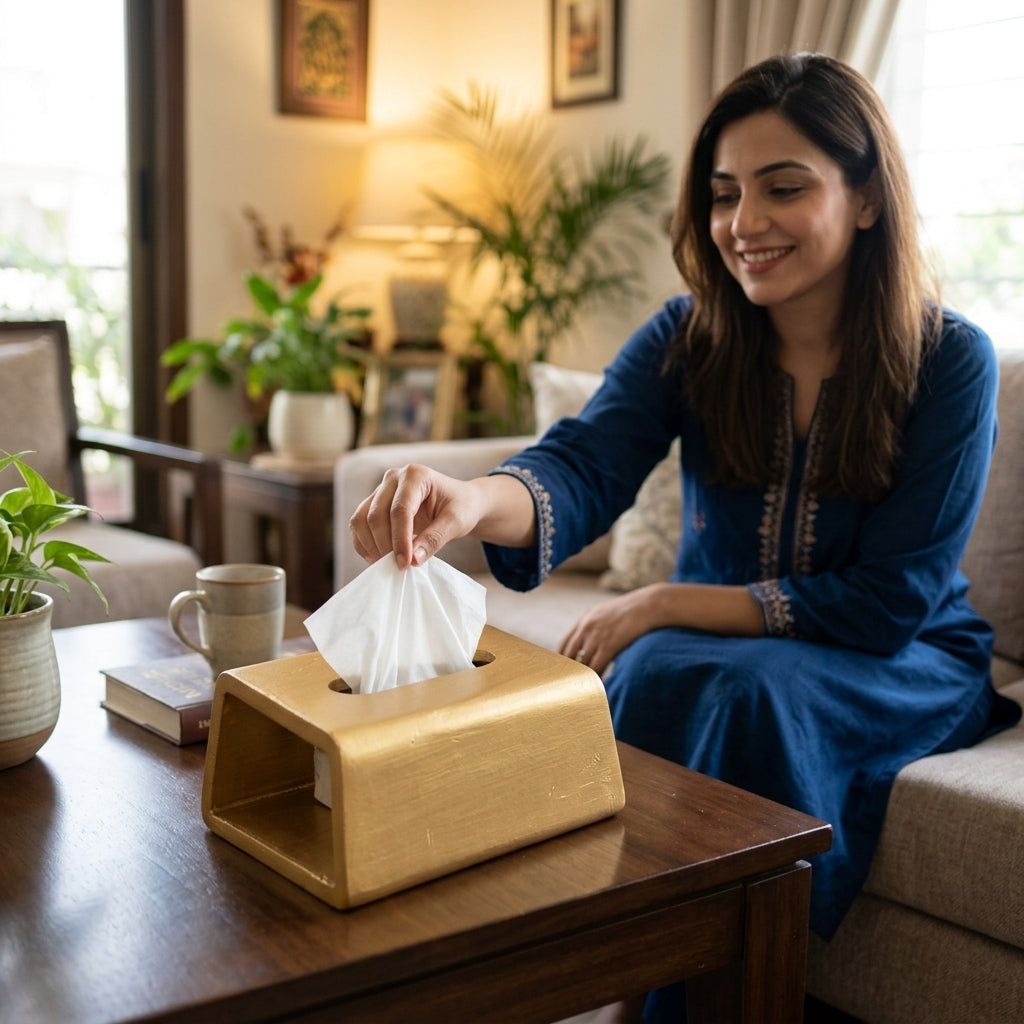 Tissue Wooden Box — In Use. Styling props are not included. NovoBiz fe446960-737a-4fc0-89a7-0966b9c66e39