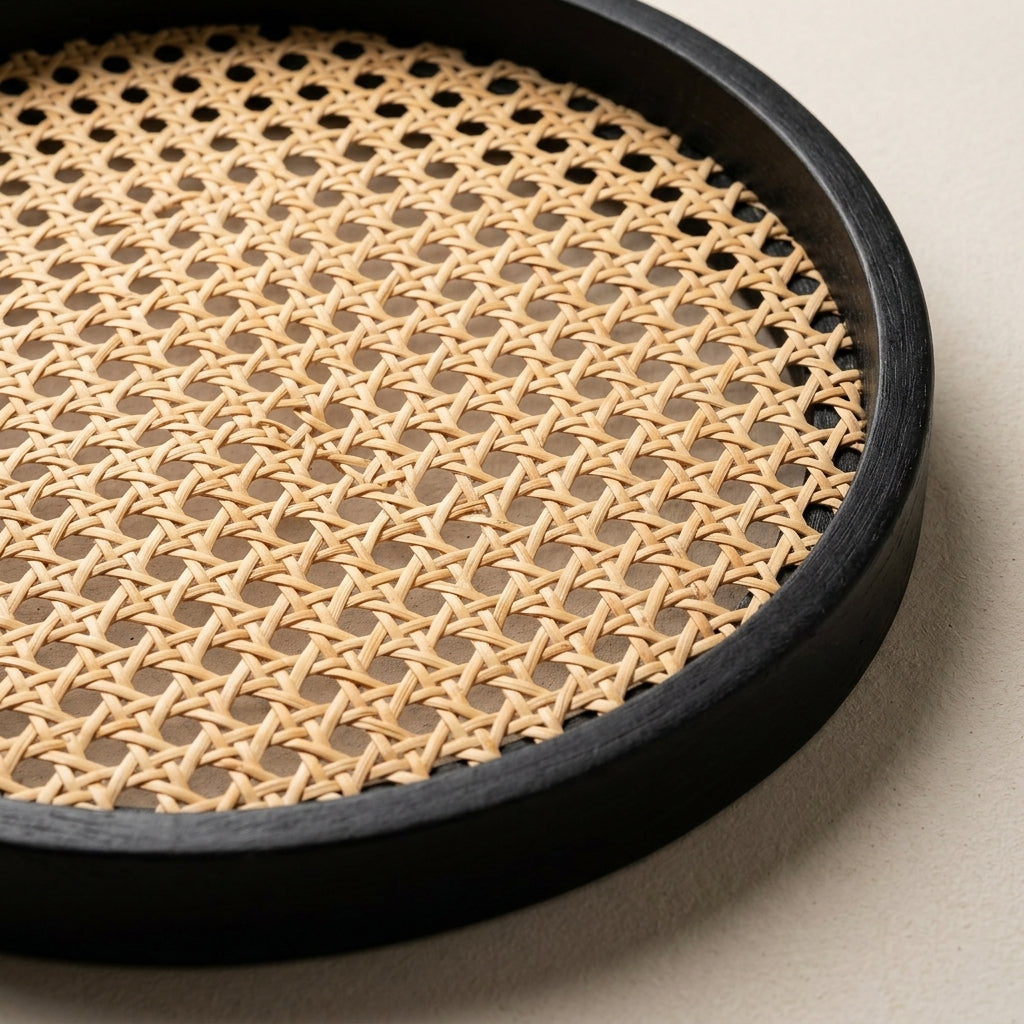 Rattan Round Tray — Detail. NovoBiz 2e1273bb-df75-4ac5-8914-90fcfd4e008d