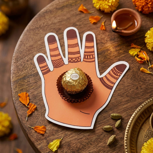 Chocolate Hand Card 1 (Ferrero) — Style Scene. Styling props are not included. NovoBiz c327694b-2b02-4a3e-9b75-7d8b5a585779